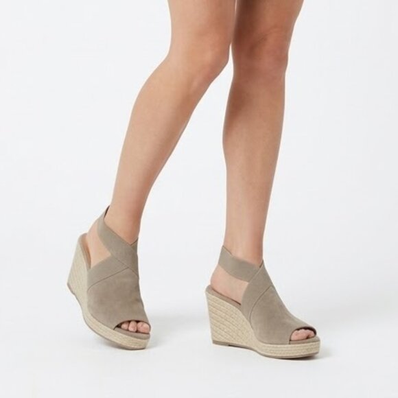 Kenneth Cole Reaction Shoes - Kenneth Cole Reaction Clo Taupe Elastic Espadrille Wedge Sandal Coastal Prep 11